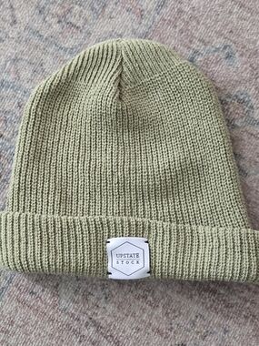 Upstate Stock Upcycled Cotton Light Green Watchcap Adult Knit Winter Cap Beanie